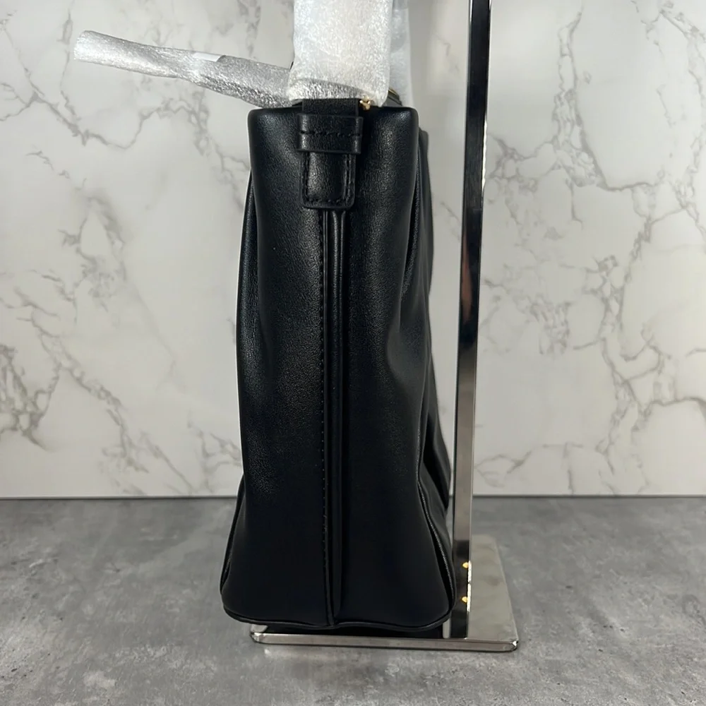 Calvin Klein NEW Myla Smooth PU Bucket Bag Black/Gold